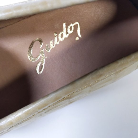 GUIDO Loafers Womens Beige Croc Leather Mocassins Size 7.5 - Picture 7 of 10